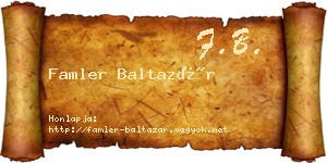 Famler Baltazár névjegykártya